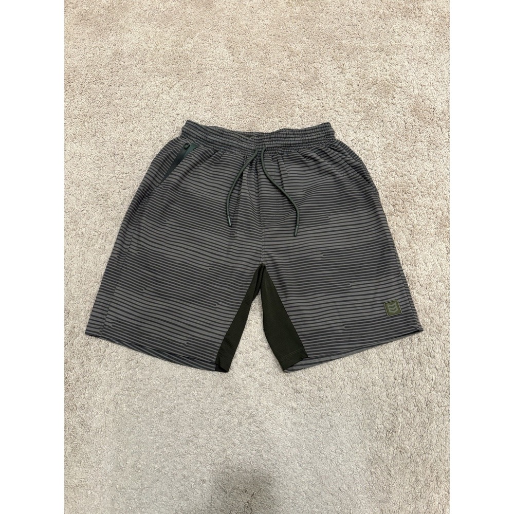 MTN OPS Shorts Men's Medium Green Striped Athletic Performance Tactical